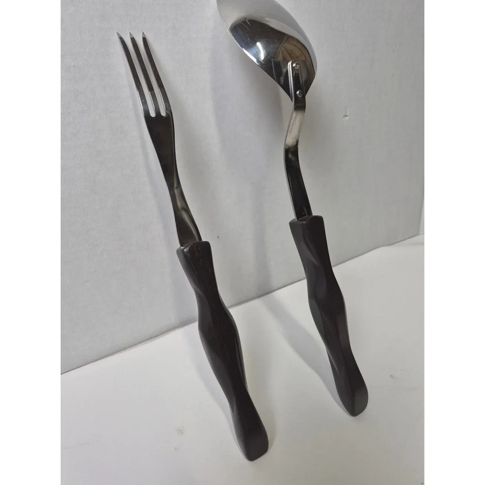 Cutco 1726 KD Serving Spoon and Fork Set Vintage Brown Classic Handle USA Made